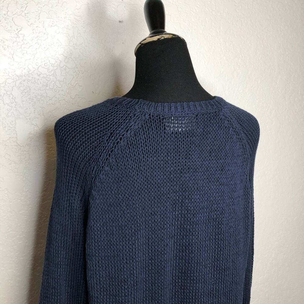 Wooden Ships navy white anchor nautical open knit sweater size Medium / Large ML - Picture 10 of 13